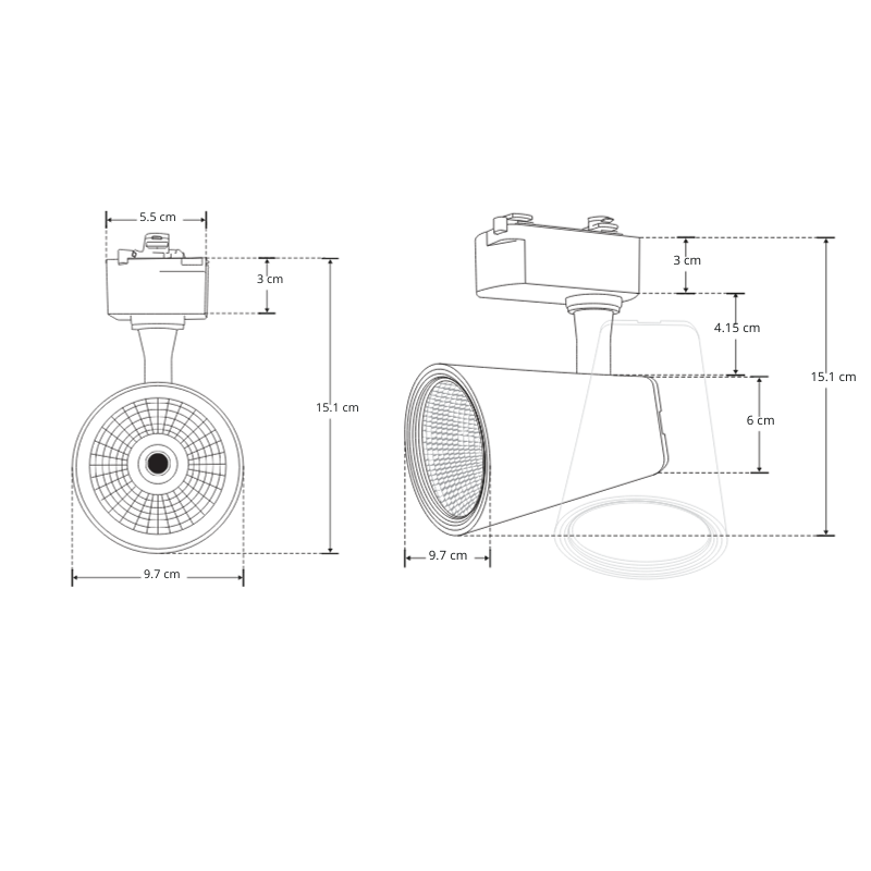 Lampara Blanca Dirigible Riel Electrificado 30W, 127V, En Blanco Neutro - Wattko